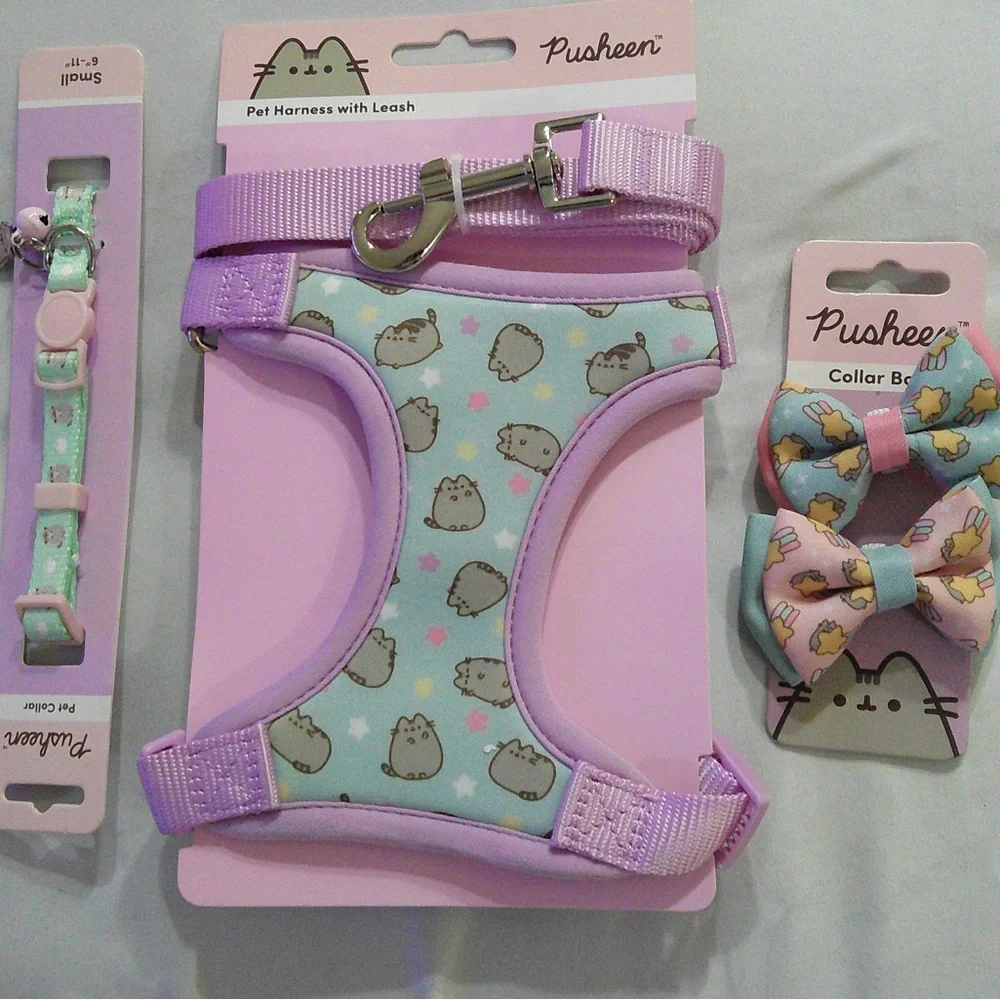Pusheen The Cat Mix N Match Pet Harness and Leash Set, Collar and Collar Bows